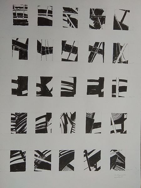 10. Studie Kuppel/Reichstag, Pigment/schwarz auf Papier, Harald Knobling